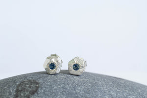 Boulder Studs - Silver with Sapphires