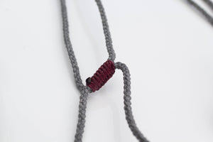 Karamu Leaf Pendant on Braided Cord - Triple - Sterling Silver