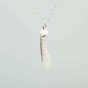 Sycamore Seed Necklace - Small Curved - Sterling Silver