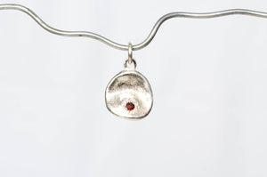 Water Drop Charm with Red Garnet - Sterling Silver