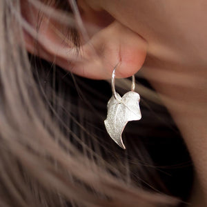 Ivy Leaf Hoop Earrings - Sterling Silver