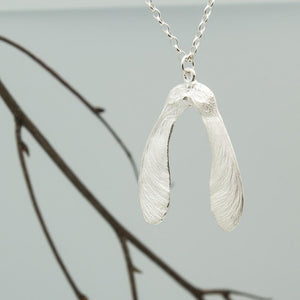 Sycamore Seed Necklace - Double - Sterling Silver