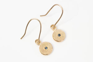 Vega Drop Earrings - Yellow Gold with Blue Sapphires