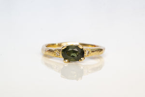 Argus Ring - 9ct Yellow Gold with Green Oval Sapphire