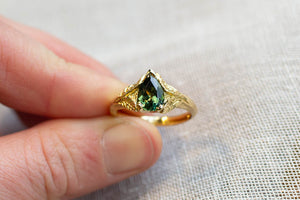 Damo Ring - 18ct Yellow Gold with Green Pear-Cut Sapphire