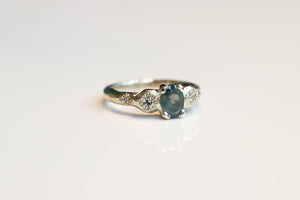 Thalia Ring - White Gold with Blue-Grey Sapphire & Diamonds