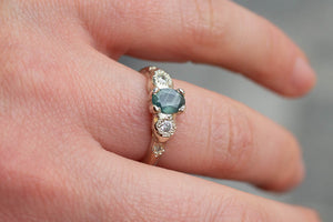 Thalia Ring - White Gold with Blue-Grey Sapphire & Diamonds