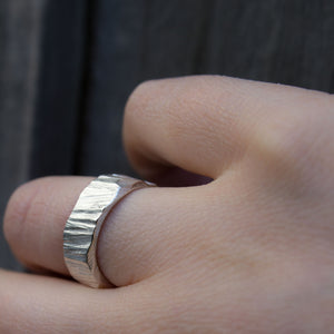 Bark Band - Wide - Sterling Silver