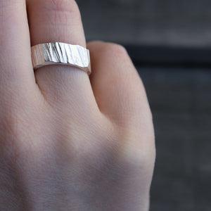 Bark Band - Wide - Sterling Silver