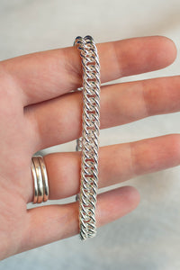 Double Curb Bracelet Chain - Sterling Silver
