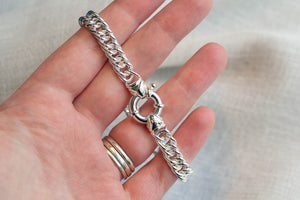 Double Curb Bracelet Chain - Sterling Silver