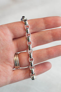 Oval Belcher Bracelet Chain with Boltring Clasp  - Sterling Silver