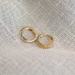 Square Profile Huggie Earrings - 12mm - 9ct Yellow Gold
