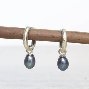 Endora Hoop Earrings - Silver with Blue Pearls