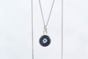 Vega Pendant - White Gold with Blue Sapphire