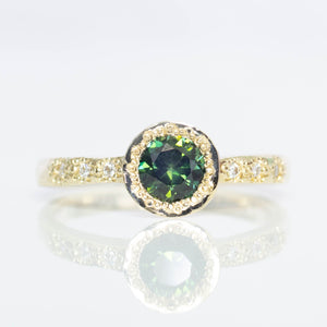 Vesper Ring - Yellow Gold with Green Sapphire & Diamonds